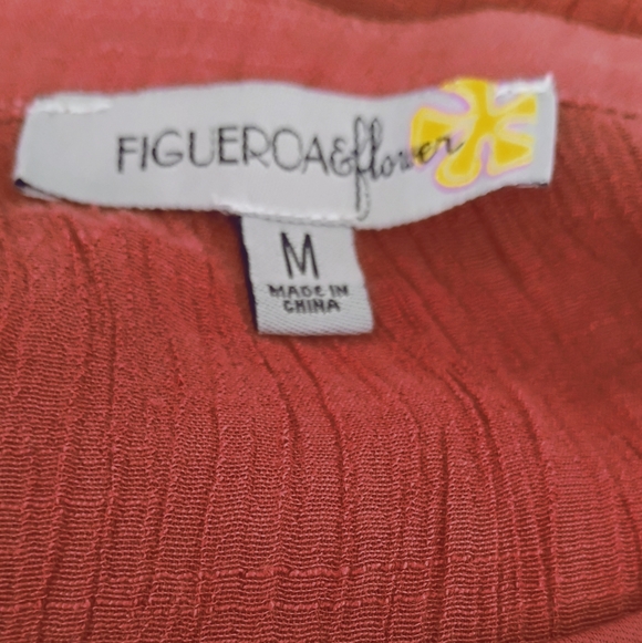 Figueroa & Flower Lulu Rust Embroidered Peasant Blouse Sz M - Picture 6 of 6